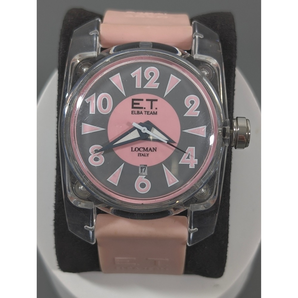 Locman Italy Elba Team Watch Pink Silicone‎ Band Working Date New Battery 8"